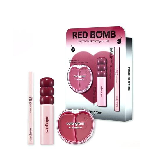 COLORGRAM Fruity Glass Tint + Duo Blusher + Brush Liner Set 3 предмета [КОЛЛЕКЦИЯ RED BOMB] P000DZHS - Set